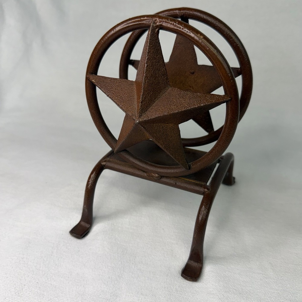 Wrought Iron Rustic Texas Star Mail Napkin Holder Door Stop Farmhouse Heavy